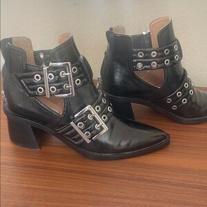 Steve Madden Black Cutout Buckle Boots